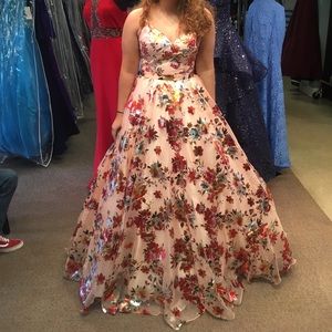 Metallic floral dress